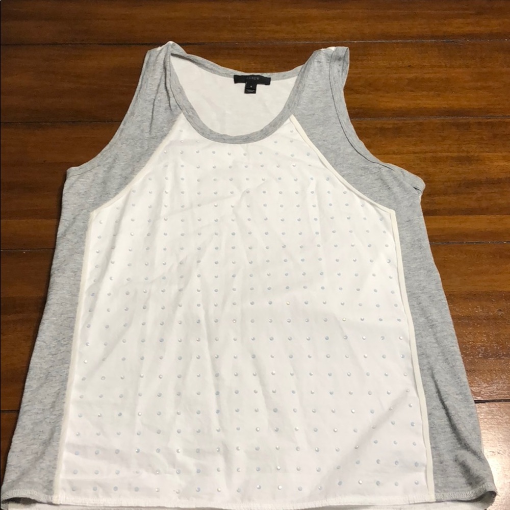 J.crew grey and white top with blue sequence